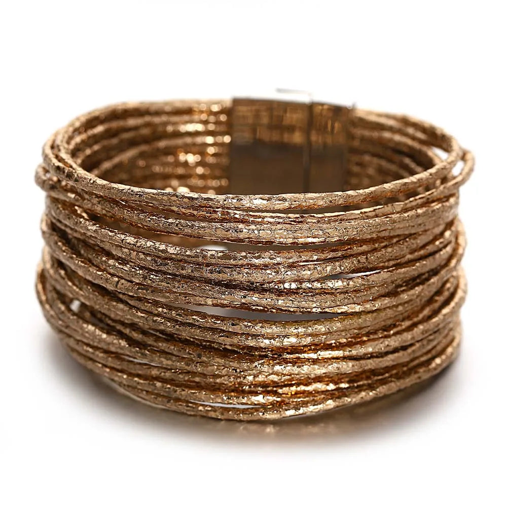 Charming Glittery Wrapped Leather Bracelet / Ruchi