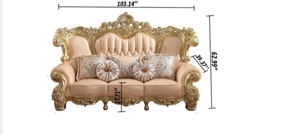 European Design Enchanting Button-Tufted Leather Sofa Set / Ruchi