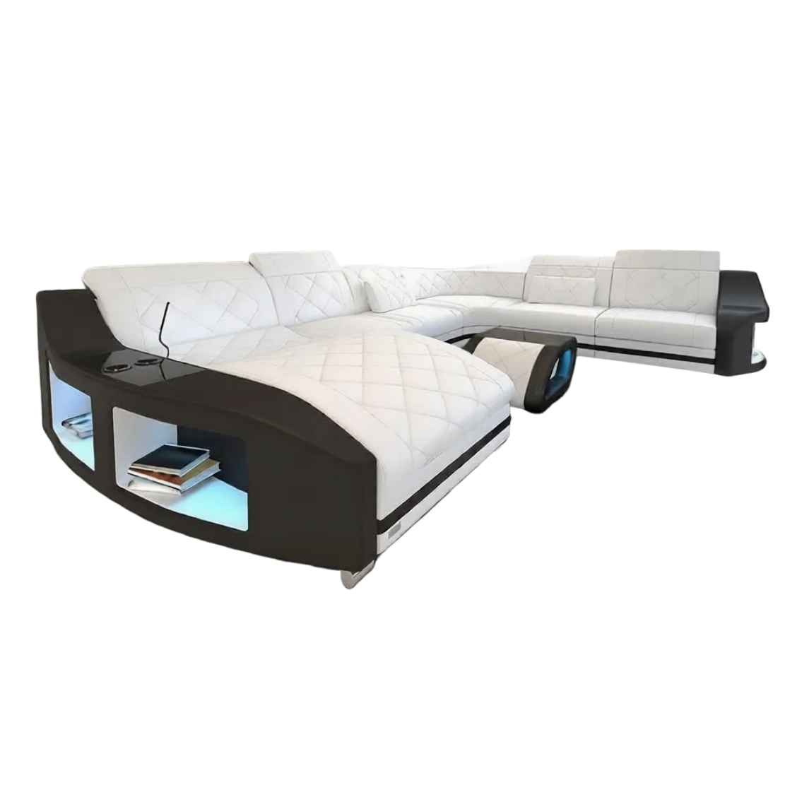 Diamond Design LED Embedded Leather Sectional-Sofa / Ruchi