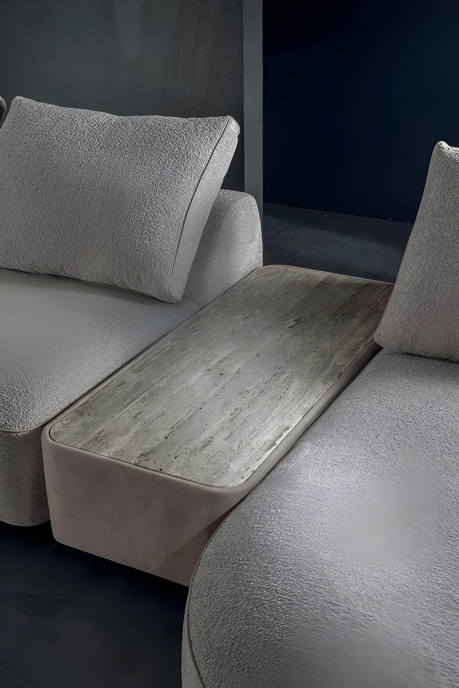 L-Shaped Sectional Sofa With Boucle Fabric Upholstery / Ruchi
