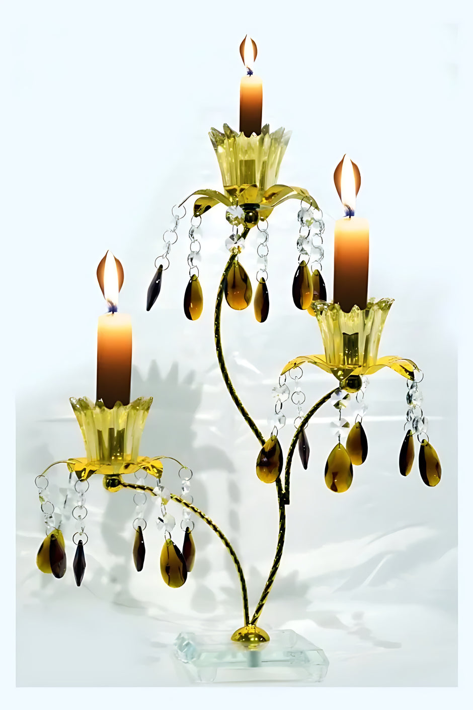 Striking Vintage 3-Tealight Glass Candle Holder / Ruchi