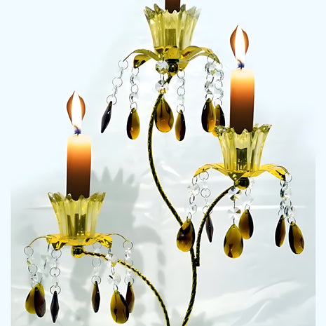 Striking Vintage 3-Tealight Glass Candle Holder / Ruchi