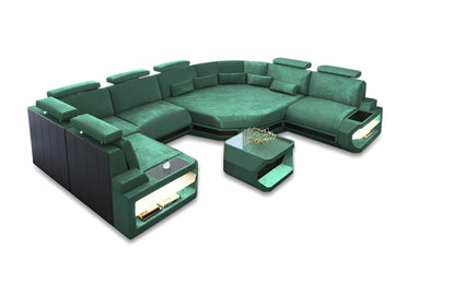 U-shaped LED Fabric Sectional Sofa