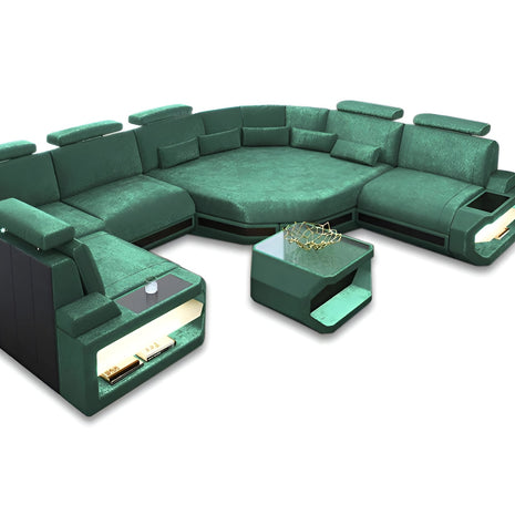 U-shaped LED Fabric Sectional Sofa