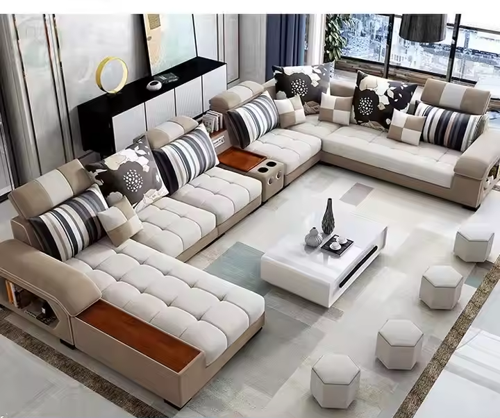 Modish U-Shape Fabric Sofa