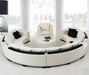 Opulent White Leather Round Sectional Sofa Set / Ruchi