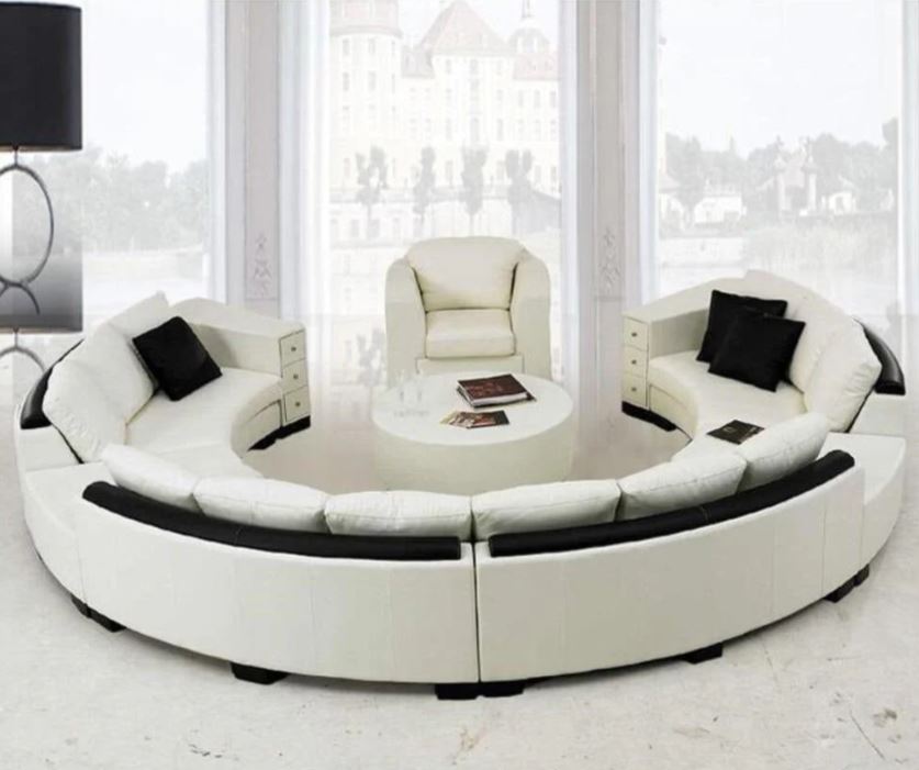 Opulent Leather Round Sectional Sofa / Ruchi