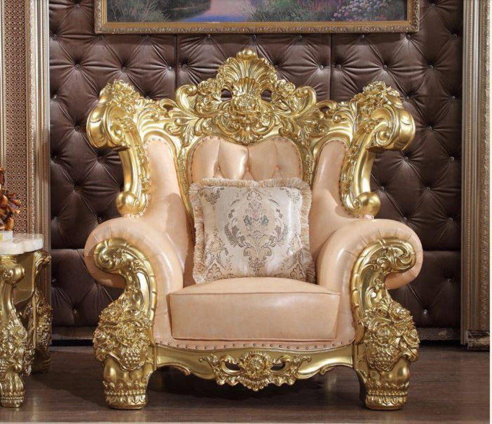 European Design Enchanting Button-Tufted Leather Sofa Set / Ruchi