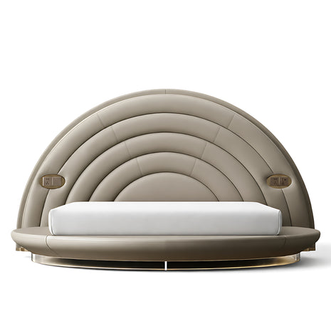 Modern LED Leather Round Bed / Ruchi