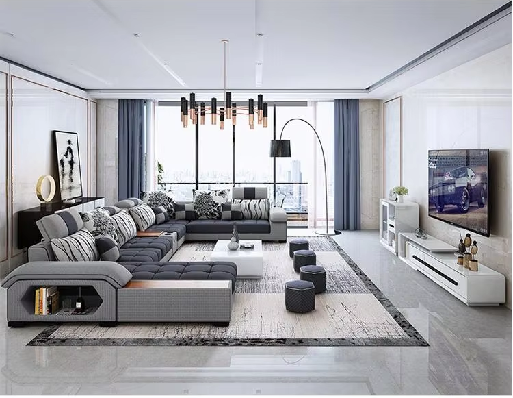 Modish U-Shape Fabric Sofa
