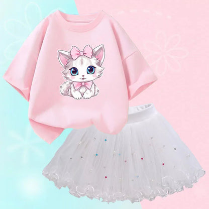 Luxury Printed With Ivory Colored Skirt Children's Dress / Ruchi