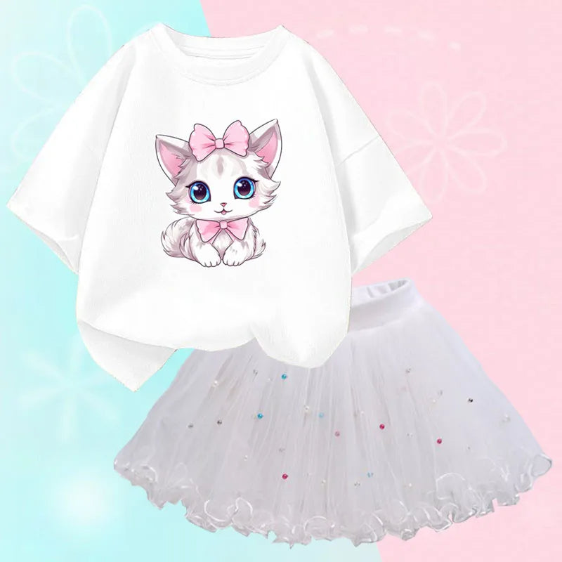 Luxury Printed With Ivory Colored Skirt Children's Dress / Ruchi