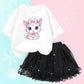 Modern Printed Top With Colored Skirt Kids Dress / Ruchi