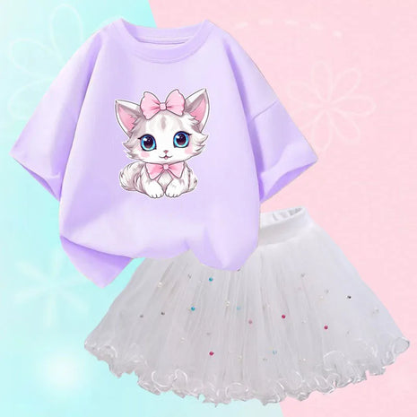 Luxury Printed With Ivory Colored Skirt Children's Dress / Ruchi