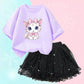 Modern Printed Top With Colored Skirt Kids Dress / Ruchi