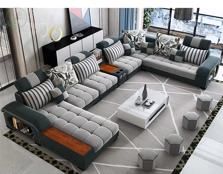 Modish U-Shape Fabric Sofa