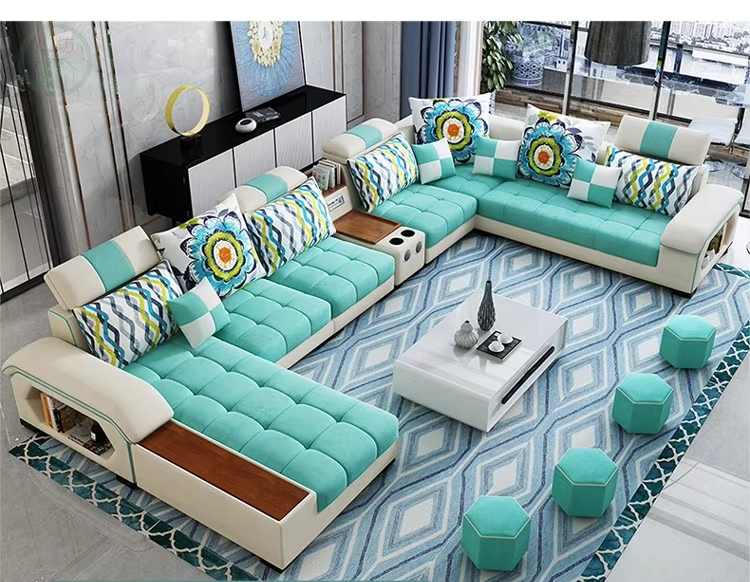 Modish U-Shape Fabric Sofa