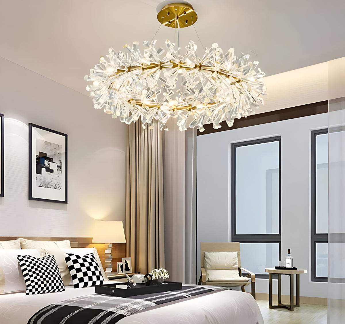 Modern LED Light Crystal Chandelier For Bedroom / Ruchi