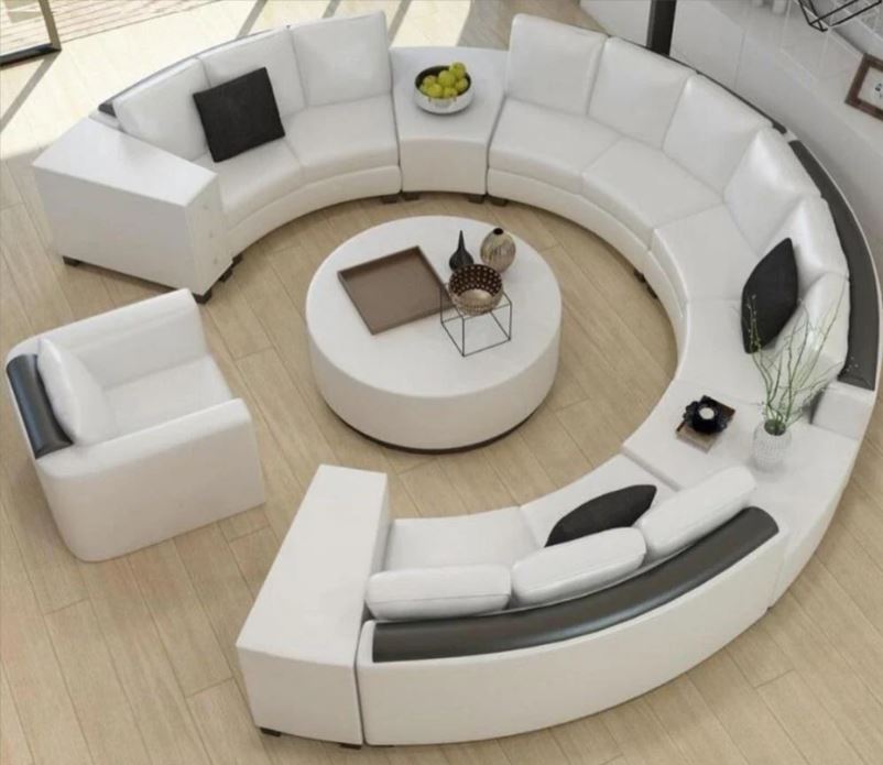 Opulent Leather Round Sectional Sofa / Ruchi