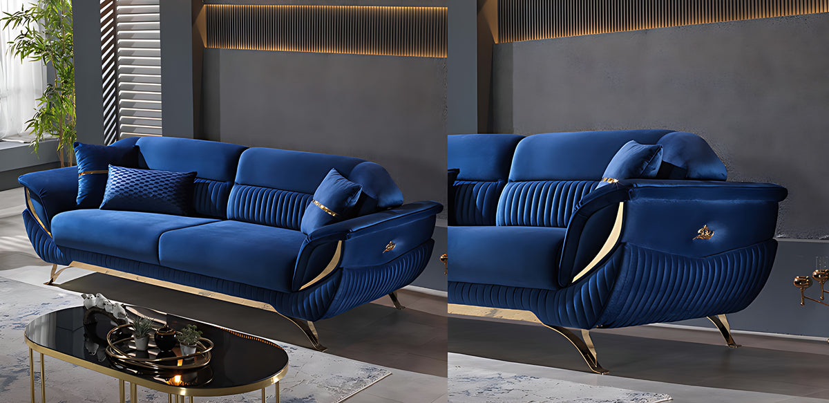 Classic Velvet Fabric Sofa Set Of 3