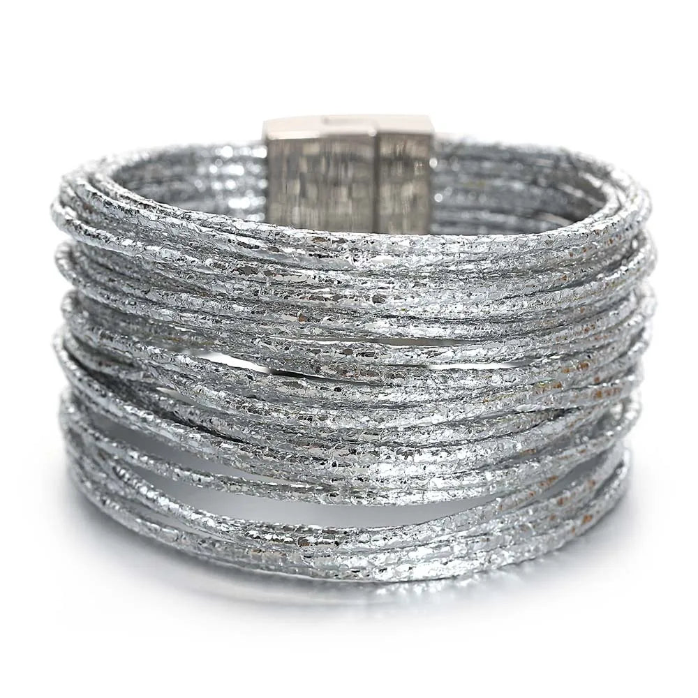 Charming Glittery Wrapped Leather Bracelet / Ruchi