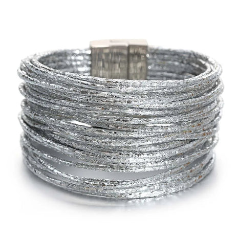 Charming Glittery Wrapped Leather Bracelet