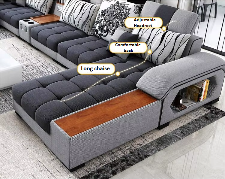 Modish U-Shape Fabric Sofa