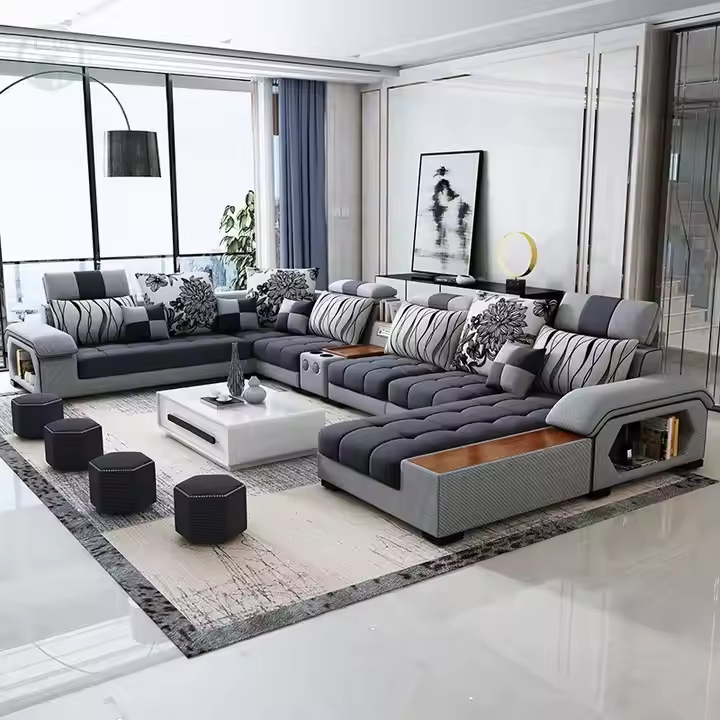 Modish U-Shape Fabric Sofa