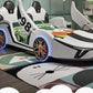LED Car Leather Kids Bed With Storage