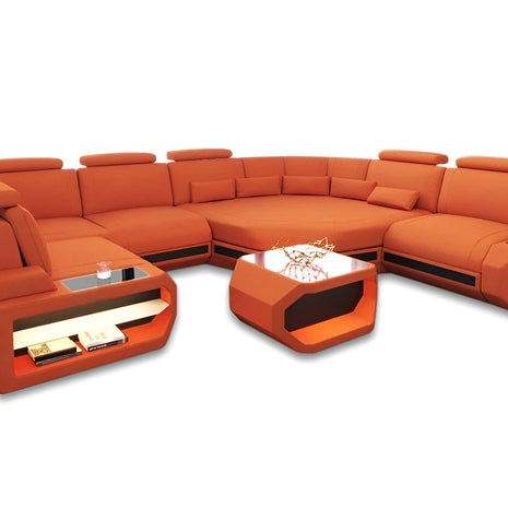 U-shaped LED Leather Sectional Sofa /Ruchi