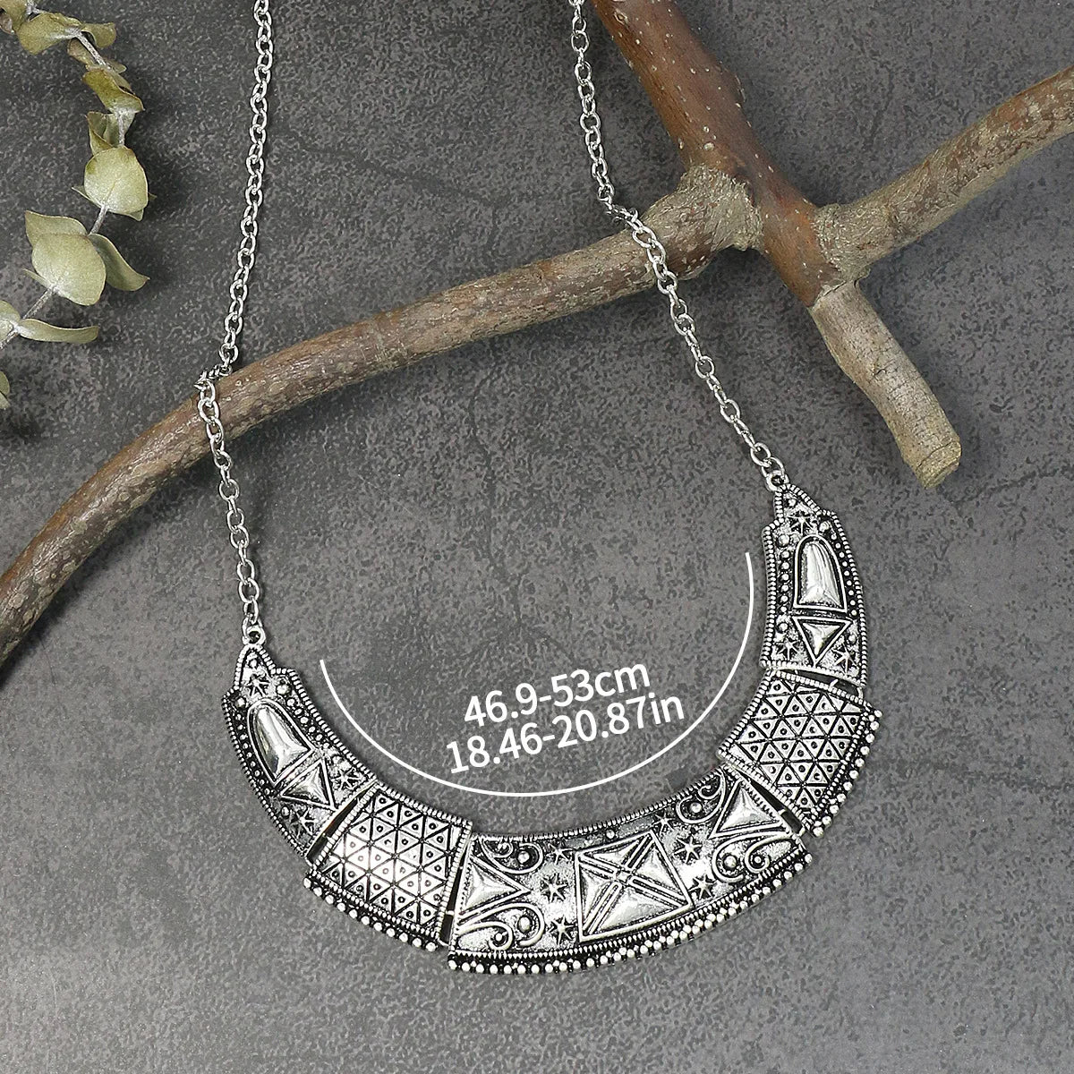 Ethnic Tribal Carved Metal Collar Necklace / Ruchi 
