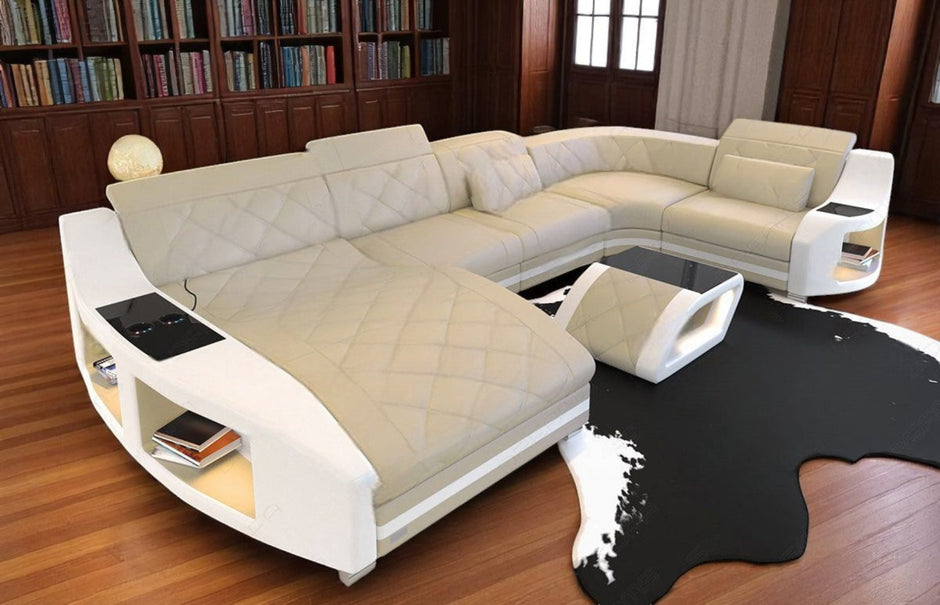 LED Sectional Sofa With Leather Upholstery / Ruchi