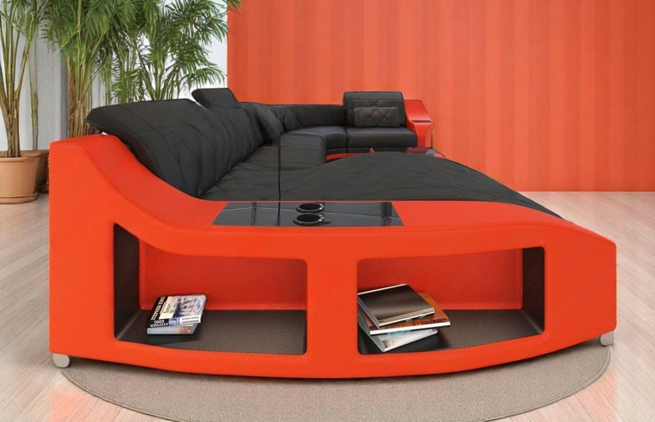 LED Sectional Sofa With Leather Upholstery / Ruchi