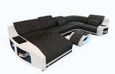 LED Sectional Sofa With Leather Upholstery