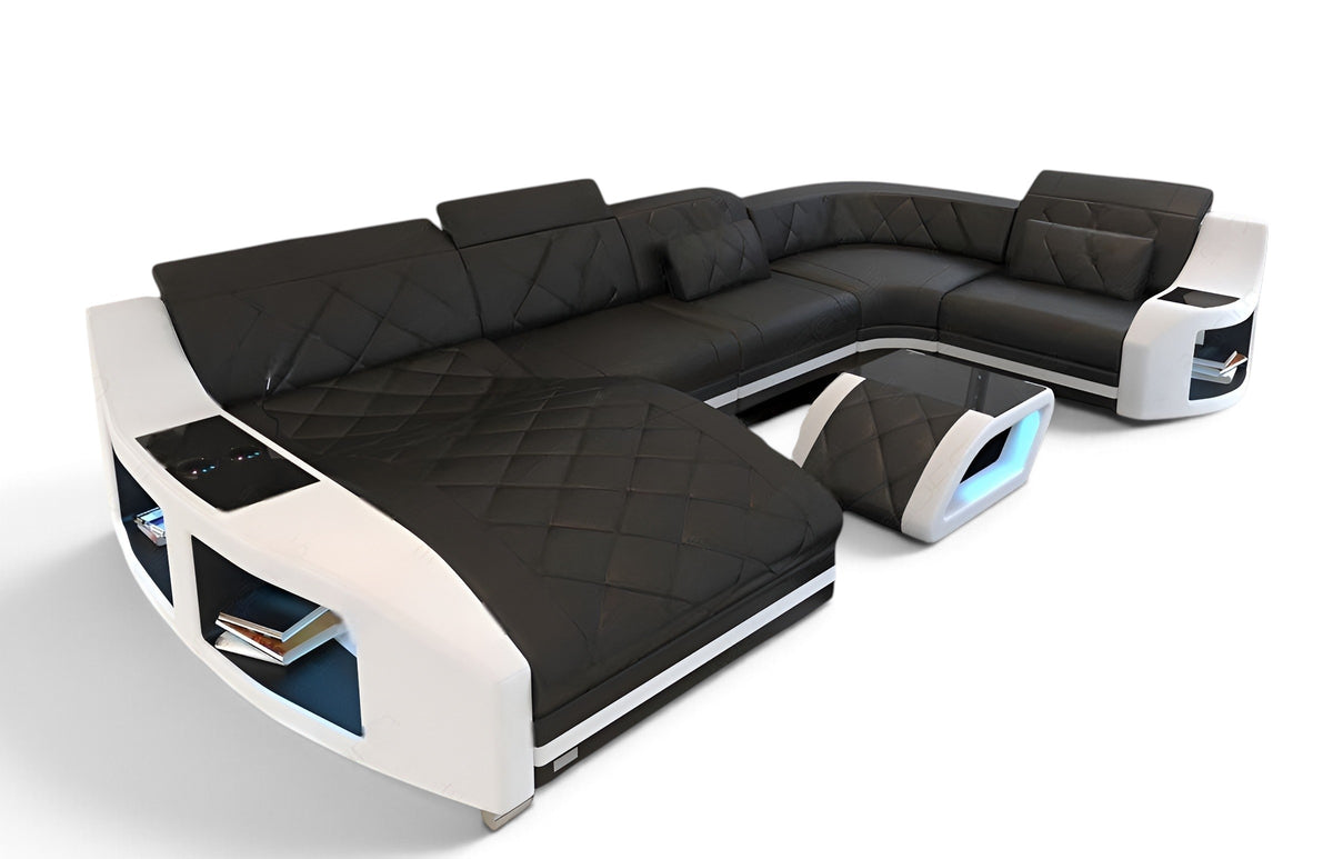 LED Sectional Sofa With Leather Upholstery / Ruchi 