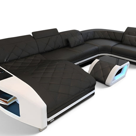 LED Sectional Sofa With Leather Upholstery / Ruchi 