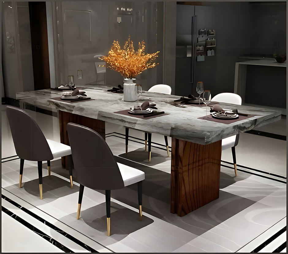 Marble Top Rectangular Dining Table Set / Ruchi