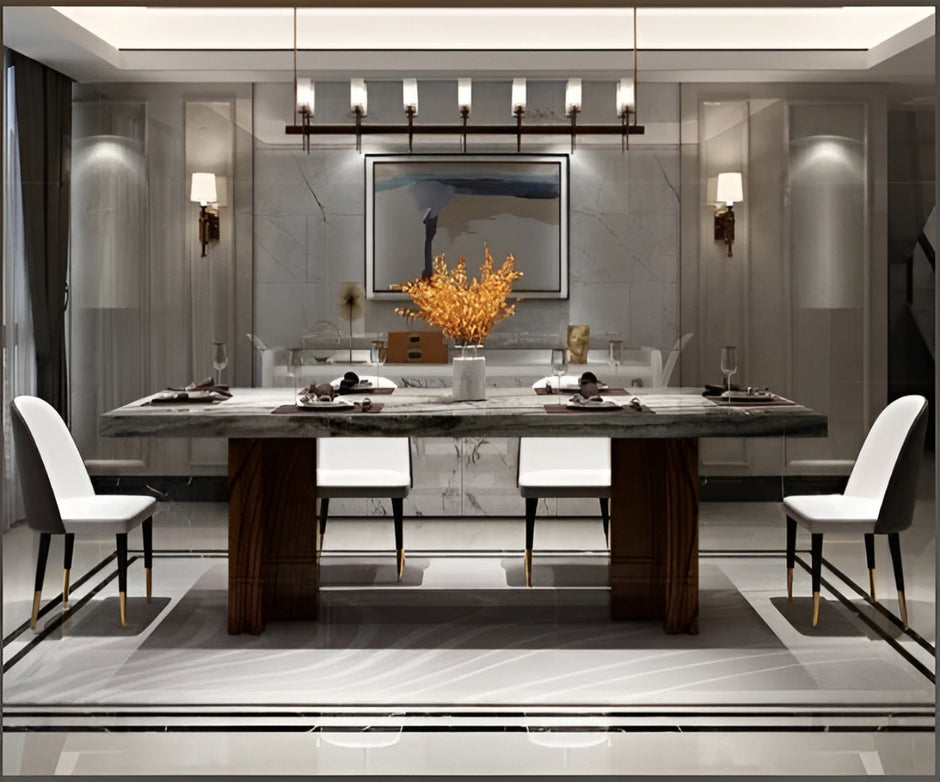 Marble Top Rectangular Dining Table Set / Ruchi