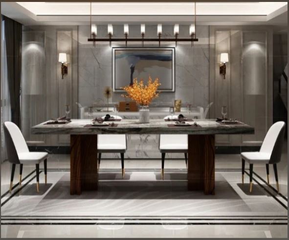 Marble Top Rectangular Dining Table / Ruchi