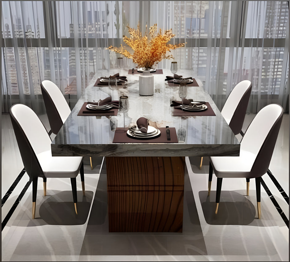 Marble Top Rectangular Dining Table Set / Ruchi
