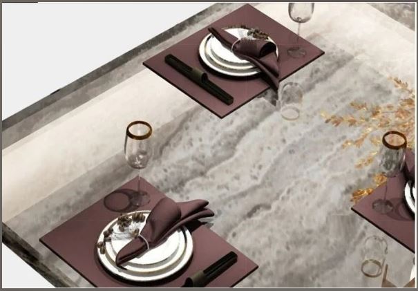 Marble Top Rectangular Dining Table / Ruchi