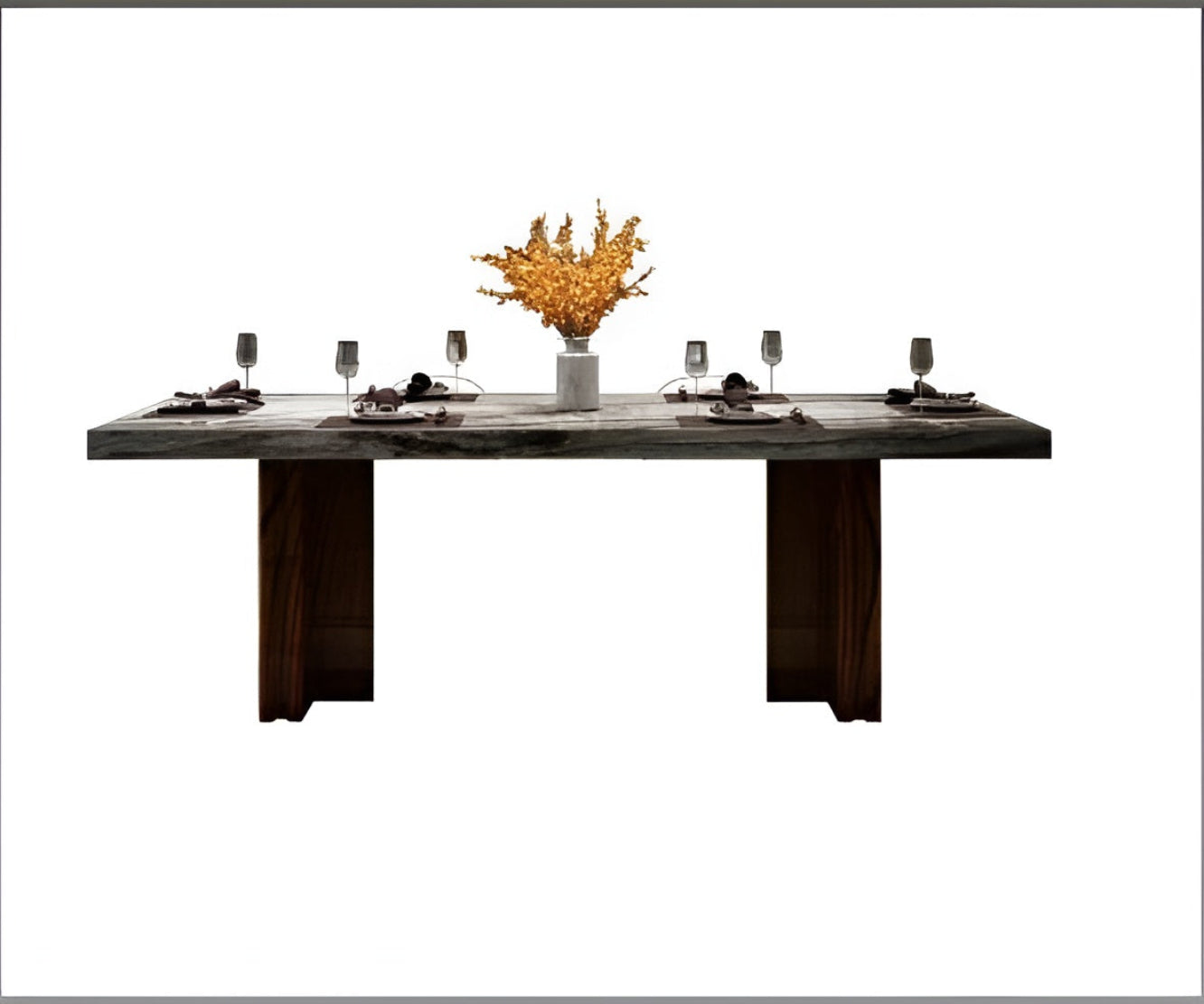 Marble Top Rectangular Dining Table Set