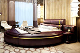 Modern Leather Round Bed With Headboard / Ruchi