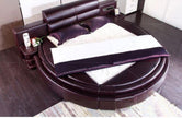 Modern Leather Round Bed With Headboard / Ruchi