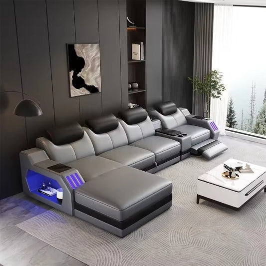 Multifunctional LED Leather Recliner Sofa Bed / Ruchi