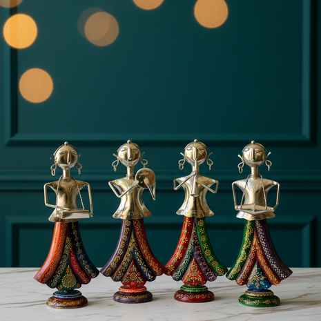 4 PCS Vintage Metal Musician Statue