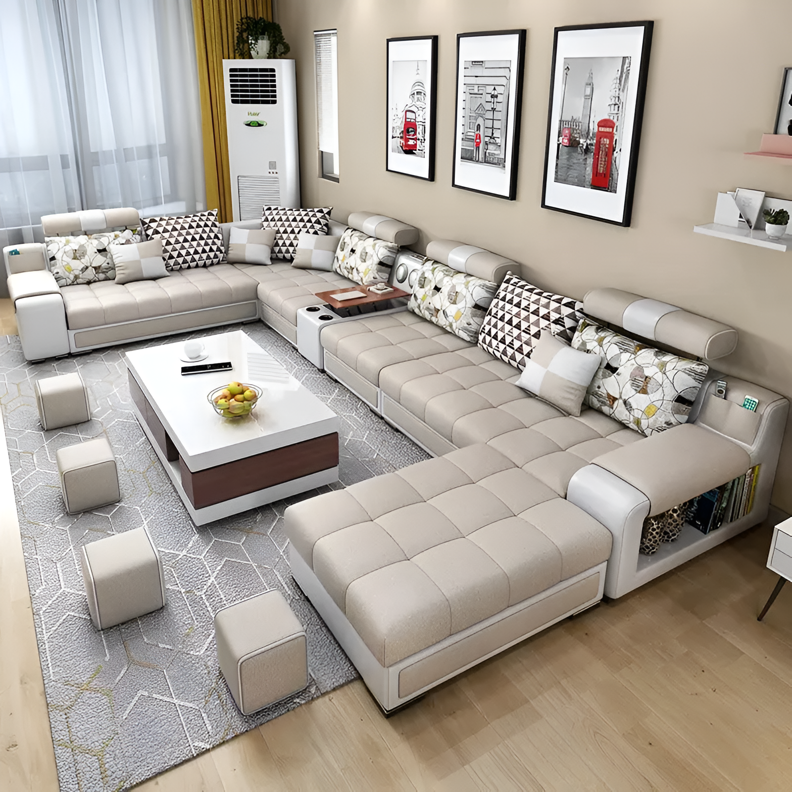 Multifunctional Contemporary Fabric Sectional Sofa