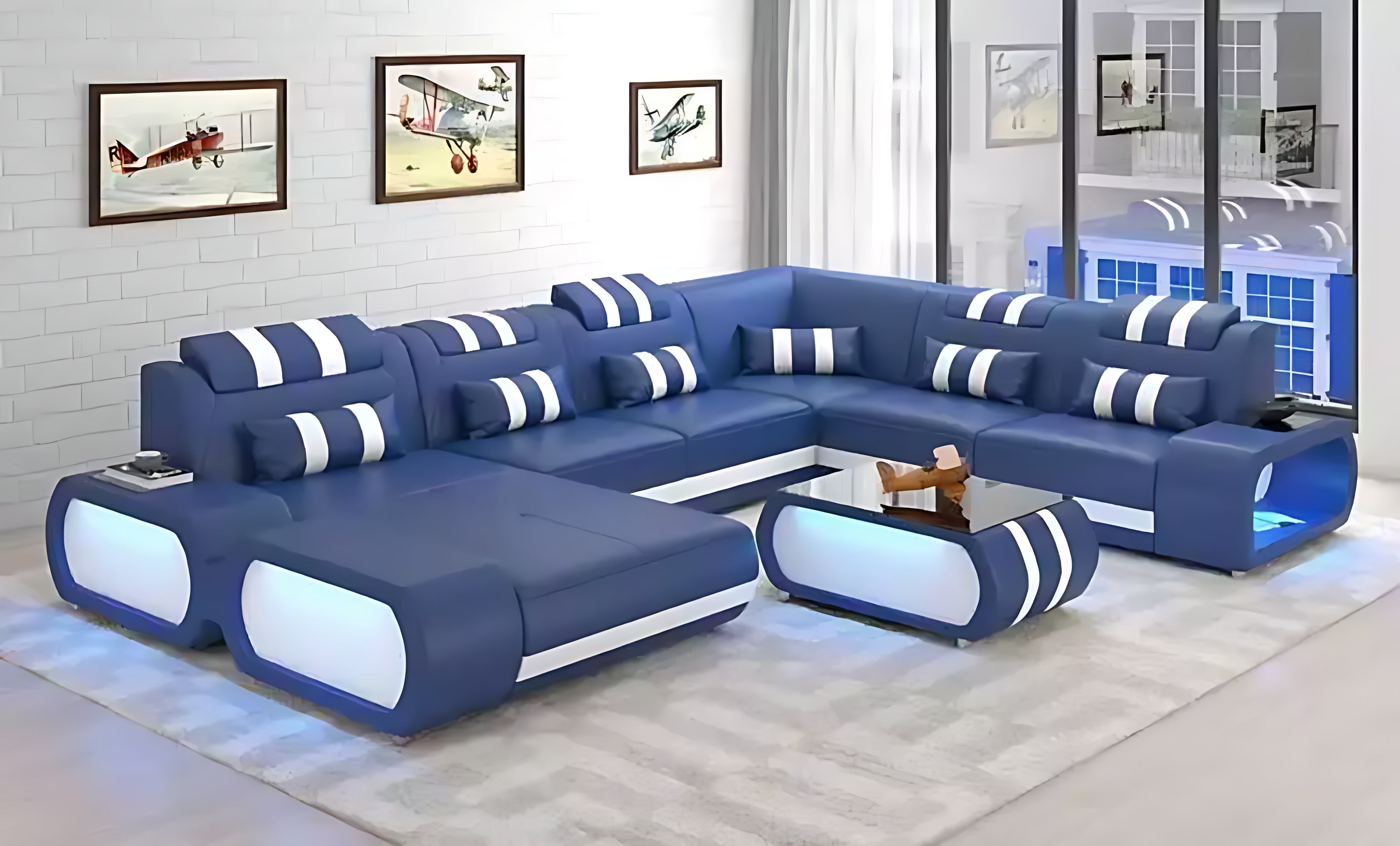 Leather Sectional Sofa With LED Lights / Ruchi 