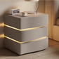 Solid Wooden Leather Bedside Table With LED / Ruchi