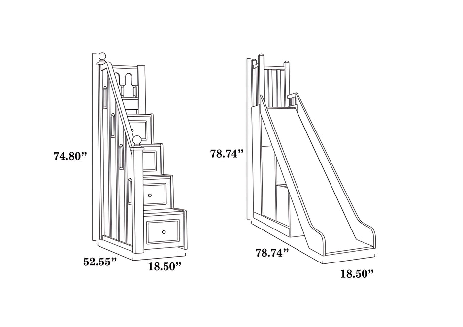 Wooden Castle Bunk Bed With Slide